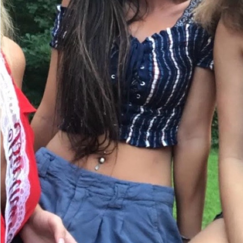 Striped Off-Shoulder Crop Top (Windsor)